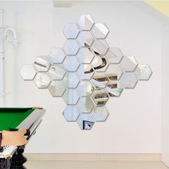 12 PCS 3D Hexagonal Mirror Wall Stickers Set, Size: 4*4cm, Size: 4*4cm (Silver), Size: 4*4cm (Black), Size: 4*4cm (Gold)