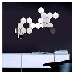 12 PCS 3D Hexagonal Mirror Wall Stickers Set, Size: 4*4cm, Size: 4*4cm (Silver), Size: 4*4cm (Black), Size: 4*4cm (Gold)