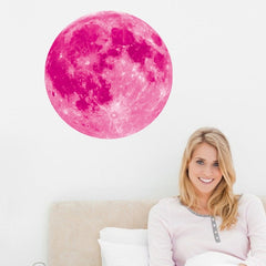 Fluorescent Moon Wall Stickers Halloween Wall Stickers Bedroom Living room Decorative Wall Stickers, Fluorescent Moon Pink