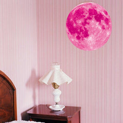 Fluorescent Moon Wall Stickers Halloween Wall Stickers Bedroom Living room Decorative Wall Stickers, Fluorescent Moon Pink