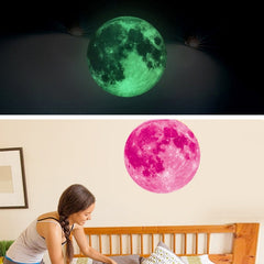 Fluorescent Moon Wall Stickers Halloween Wall Stickers Bedroom Living room Decorative Wall Stickers, Fluorescent Moon Pink