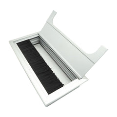 8x16cm Desk Dustproof Aluminum Wire Box Threading Box with Brush, 8x16cm