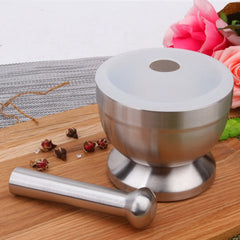 Kitchen Stainless Steel Garlic Food Mortar with Cover, Size: Small, Size: Large