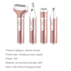 4 In 1 USB Rechargeable Vibrissa Eyebrows Trimmer Body Hair Denuding Machine Set with USB Cable, 4 In 1