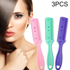 3pcs Hair Tools Double-sided Knife Hair Comb Hair Bangs Trimmer Thinning Device Hair Clipper, Random Color Delivery, 10 PCS Random Color Delivery