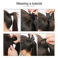 1BH613# Invisible Seamless Bandage-style Wig Long Straight Hair Wig Ponytail, 1BH613#