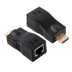 HDMI to RJ45 Extender Adapter (Receiver & Transmitter) by Cat-5e/6 Cable, Support HDCP, Transmission Distance: 30m, Single RJ45 Black