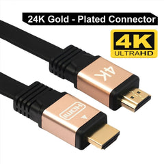 1m HDMI 2.0 (4K) 30AWG High Speed 18Gbps Gold Plated Connectors HDMI Male to HDMI Male Flat Cable, Length: 1m