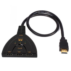 3 in 1 HDMI Input 4K x 2K HDTV Pigtail Switch Adapter HDMI Splitter, 1 in 3