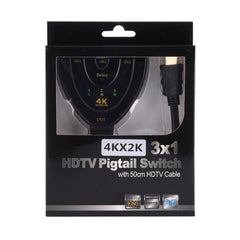 3 in 1 HDMI Input 4K x 2K HDTV Pigtail Switch Adapter HDMI Splitter, 1 in 3
