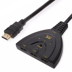 3 in 1 HDMI Input 4K x 2K HDTV Pigtail Switch Adapter HDMI Splitter, 1 in 3