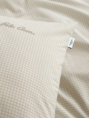 Pure Cotton Check Duvet Set Oatmeal