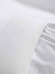Pure Cotton Dobby Stripe Duvet Set Bright White