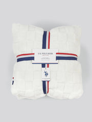 Plush Jacquard Throw & Cushion Set in Bright White