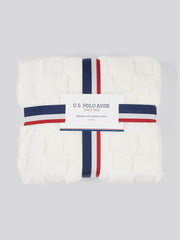 Premium Plush Jacquard Throw in Bright White