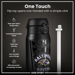NFL x ION8 Insulated Steel Water Bottle, NFL Ravens, 750ml (24oz)