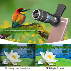 HAUTIK HK-002 5 in 1 180 Degree Fisheye Lens + 0.65X Macro & Wide Lens + 12X Telephoto Lens + Star Line Lens Kits, HK-002
