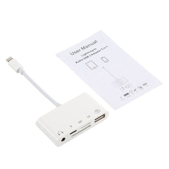 5 in 1 8 Pin to USB HUB And USB-C / Type-C And 3.5mm Earphone And SD And TF Card Reader
