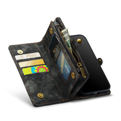 CaseMe for iPhone 8 & 7 Multifunctional Leather Billfold with Detachable Magnetic PC Back Protective Case & Holder & 10 Card Slots & 3 Cash Slots & 1 Zipper Wallet & 2 Photo Frames & 3 Magnetic Clasps, For iPhone 8 & 7, For 8 & 7