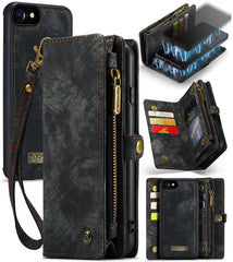 CaseMe for iPhone 8 & 7 Multifunctional Leather Billfold with Detachable Magnetic PC Back Protective Case & Holder & 10 Card Slots & 3 Cash Slots & 1 Zipper Wallet & 2 Photo Frames & 3 Magnetic Clasps, For iPhone 8 & 7, For 8 & 7