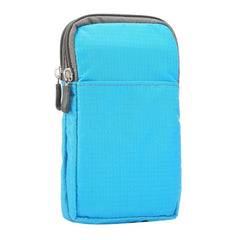 Universal Multi-function Plaid Texture Double Layer Zipper Sports Waist Bag / Shoulder Bag for iPhone X & 7 & 7 Plus / Galaxy S9+ / S8+ / Note 8 / Sony Xperia Z5 / Huawei Mate 8, Size: 16.5 x 9.0 x 3.0cm