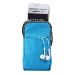 Universal Multi-function Plaid Texture Double Layer Zipper Sports Waist Bag / Shoulder Bag for iPhone X & 7 & 7 Plus / Galaxy S9+ / S8+ / Note 8 / Sony Xperia Z5 / Huawei Mate 8, Size: 16.5 x 9.0 x 3.0cm