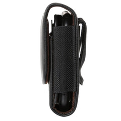 Lambskin Elastic Band Men 4.8 Inch Mobile Phone Universal Hanging Waist Leather Case with Card Slot