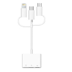 3 in 1 8-Pin And Micro USB And Type-C to TF & SD Card Reader USB OTG Extender Adapter