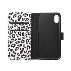 For iPhone X Leopard Pattern PU + PC Horizontal Flip Leather Protective Case with Holder & Card Slots, For X
