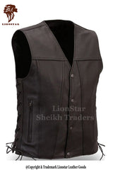 Men's Rocky Leather Vest | Premium | Black/Dark Brown | 2 Colors | Custom Sizing