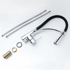 Kitchen Pull-out Faucet Hot Cold Home Retractable Rotating Faucet, Pull-out Faucet