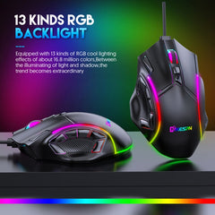 MKESPN X15 Full Speed 12800DPI 12 Buttons Macro Definition RGB Wired Mouse, x15