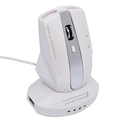 MZ-011 2.4GHz 1600DPI Wireless Rechargeable Optical Mouse with HUB Function, Pearl White, Blue, Silver, Black, Black Silver, White + Royal Blue