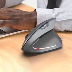 HXSJ T29 Bluetooth 3.0 Wireless Bluetooth 6-Keys 2400 DPI Adjustable Ergonomics Optical Vertical Mouse, 6 Buttons T29 Grey