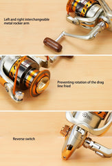 YUMOSHI Ball Bearings Rocker Handle Wheel Seat Fishing Spinning Reel, EF1000, EF2000, EF3000, EF4000, EF5000, EF6000, EF7000, EF8000