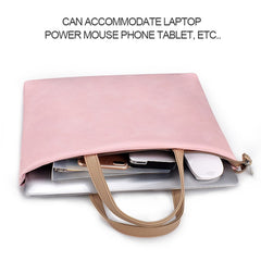 PU Waterproof Laptop Handbag Crossbody Bag for 13.3 inch Laptops, 13.3 inch (Pink)