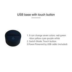 Sunflower Black Base Creative 3D LED Decorative Night Light, USB with Touch Button Version, USB with Touch Button Version