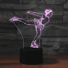 Ice Skating Black Base Creative 3D LED Decorative Night Light, Powered by USB and Battery, Powered by USB and Battery