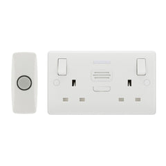 British General Nexus Double Switched 13A Power Socket with Door Chime - White
