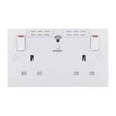 British General Square Edge 13A 2 Gang Switched Socket with Wi-Fi Extender - White