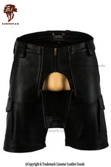 Men's King Sheepskin Leather Shorts | Premium | Black | Club & Gay Gear