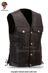 Men's Italia Leather Vest | Premium | Black/Dark Brown | 2 Colors | Custom Sizing