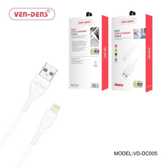 Phone Base USB A to Lightning fast charging data cable, black with reinforced connectors and flexible design for easy device connection.
