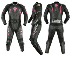 Red & Pink Cowhide Motorcycle Racing Suit | CE-Approved | Kids & Adults | Panther Series