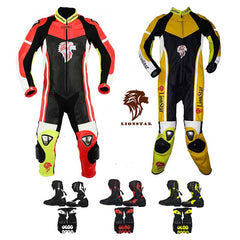 Red Yellow Motorcycle Racing Suit | CE-Approved Cowhide Kids & Adults | Lionstar Signature Colors