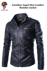 LionStar Angel Men Leather Bomber Jacket | Premium Cowhide | Vintage Aviation Style