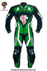Fable Kids & Junior Motorcycle Racing Suit | Green & Purple Cowhide | CE-Approved