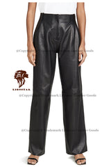 Women's Pencil Sheepskin Leather Trousers | Premium Black Slim Fit | Tailored Professional | Belt Options