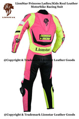 Pink Princess Motorcycle Racing Suit | CE-Approved Kids & Women Racing Leathers | Feminine Design