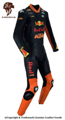 Red Bull Racing Style One-Piece Suit | Orange & Black Cowhide | CE-Approved Kids & Adults